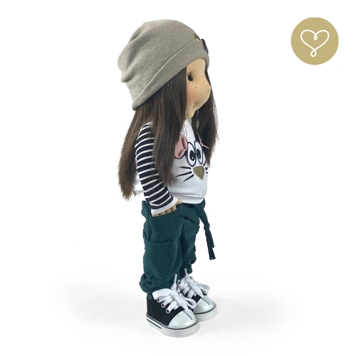 Czapka beanie beżowa dla lalki 38 cm Lullu Dolls