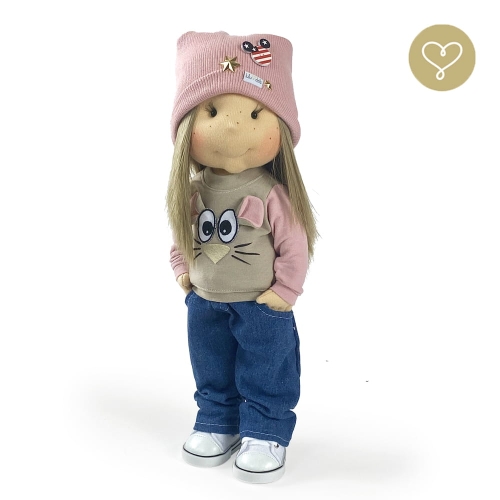 Czapka beanie różowa dla lalki 38 cm Lullu Dolls