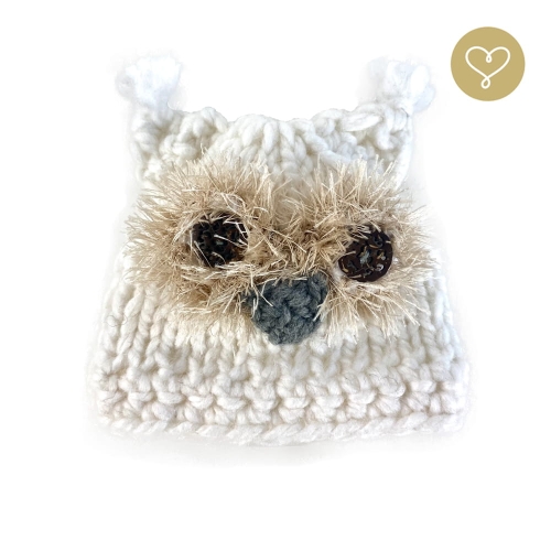 Czapka wełniana Sowa biała dla lalki 38 cm Lullu Dolls