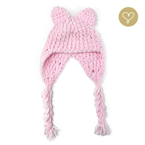 Czapka wełniana z uszkami dla lalki 38 cm Lullu Dolls, różowa