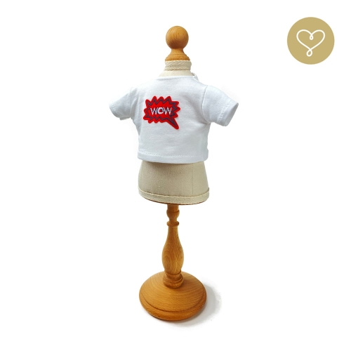 Koszulka biała z napisem Wow dla lalki 38 cm Lullu Dolls, krótki rękaw
