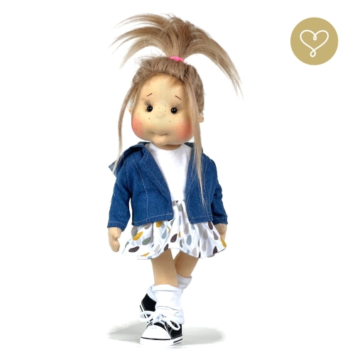 Kurtka jeansowa z kapturem dla lalki 38 cm Lullu Dolls