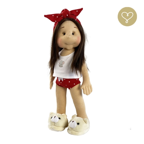Majteczki czerwone w białe groszki dla lalki 38 cm Lullu Dolls