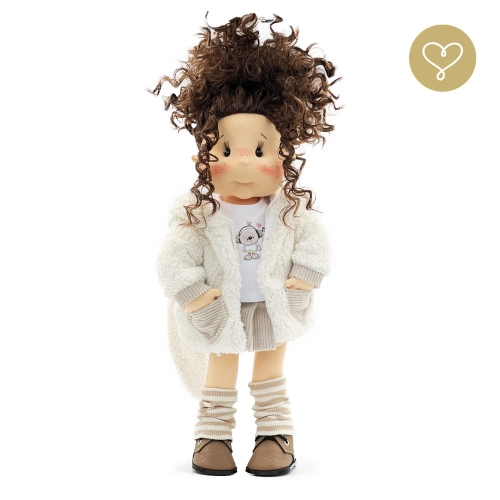 Płaszczyk z kapturem z uszami królika dla lalki 38 cm Lullu Dolls, ecru