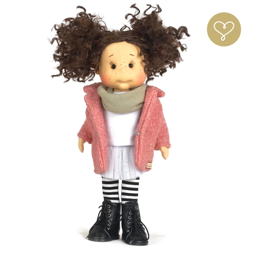 Wełniany różowy płaszczyk dla lalki 38 cm Lullu Dolls