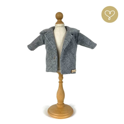 Szary wełniany płaszczyk z kieszeniami dla lalki 38 cm Lullu Dolls