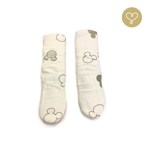 Skarpetki białe dla lalki 38 cm Lullu Dolls, uszyte z bawełny,  wzór w myszki