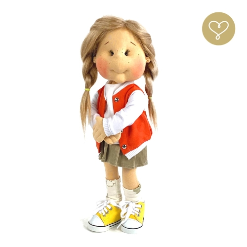 Skarpetki białe dla lalki 38 cm Lullu Dolls, uszyte z bawełny,  wzór w myszki