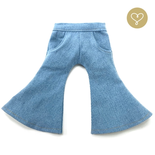 Spodnie dzwony jeansowe z kieszeniami niebieskie dla lalki 38 cm Lullu Dolls