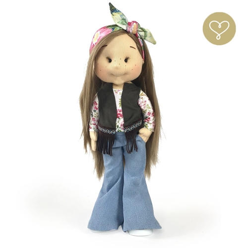 Spodnie dzwony jeansowe z kieszeniami niebieskie dla lalki 38 cm Lullu Dolls