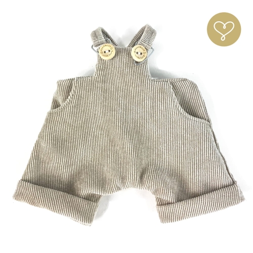 Jasnobeżowe sztruksowe spodnie ogrodniczki 2 dla lalki 38 cm Lullu Dolls, z kieszeniami