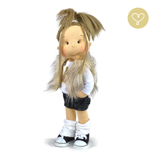 Spodnie szorty skórzane czarne dla lalki 38 cm Lullu Dolls