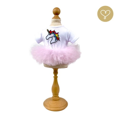 Koszulka biała + spódnica tiulowa różowa dla lalki Lullu Dolls