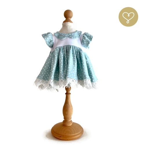 Sukienka miętowa w groszki dla lalki 38 cm Lullu Dolls