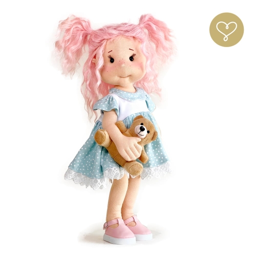 Sukienka miętowa w groszki dla lalki 38 cm Lullu Dolls