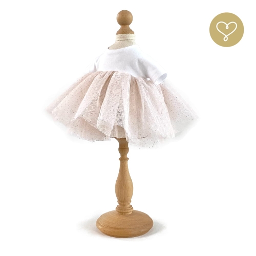 Sukienka różowa 2 dla lalki 38 cm Lullu Dolls biała góra, dół z różowego tiulu