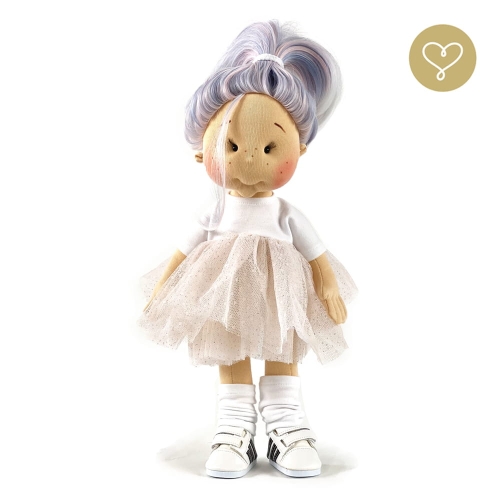 Sukienka różowa 2 dla lalki 38 cm Lullu Dolls biała góra, dół z różowego tiulu