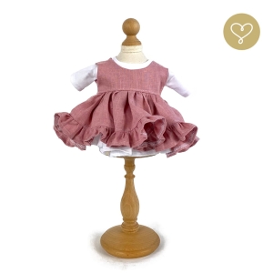 Sukienka lniana różowa z halką dla lalki Lullu Dolls