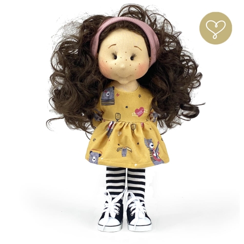 Żółta sukienka w misie dla lalki 38 cm Lullu Dolls