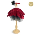 Sukienka z aksamitu czerwona + przepaska dla lalki Lullu Dolls
