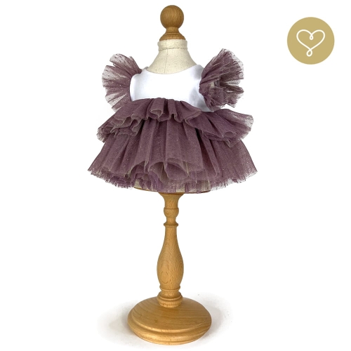 Fioletowa tiulowa sukienka z falbankami dla lalki 38 cm Lullu Dolls