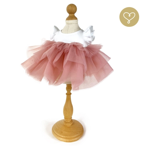 Różowa tiulowa sukienka z falbankami dla lalki 38 cm Lullu Dolls