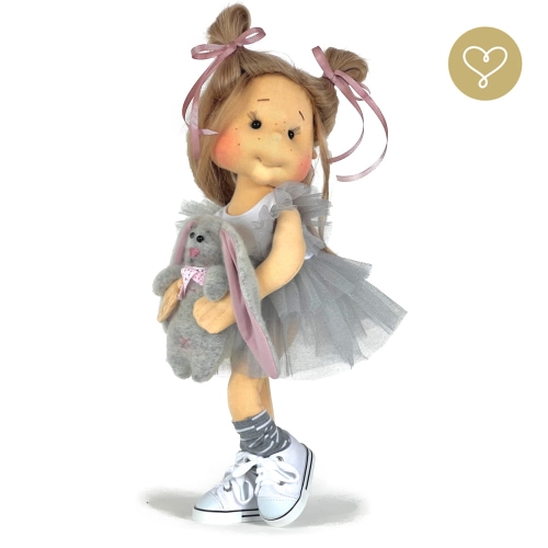 Szara tiulowa sukienka z falbankami dla lalki 38 cm Lullu Dolls