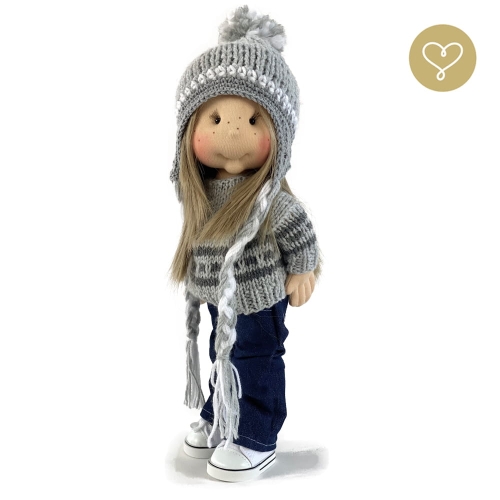 Szary sweter Wzorki 1 dla lalki 38 cm Lullu Dolls
