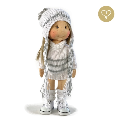 Biały sweter Wzorki 2 dla lalki 38 cm Lullu Dolls