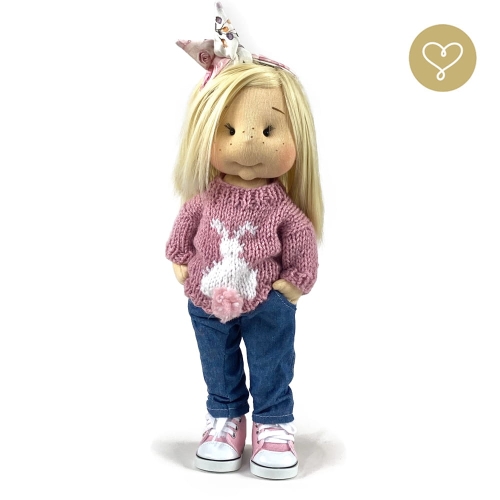 Różowy sweter Króliczek dla lalki 38 cm Lullu Dolls