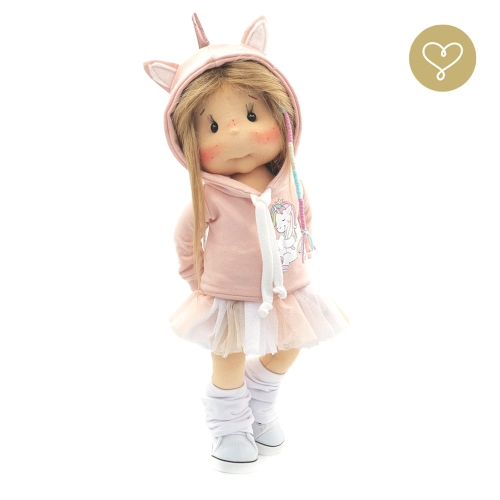 Lalka 38 cm Lullu Dolls Brzoskwinka w ubranku, 3 warianty wyboru, na zdjęciu wariant 2 ruchomy szkielet