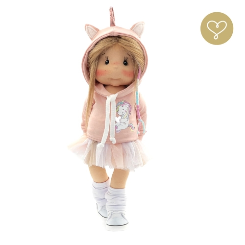 Lalka 38 cm Lullu Dolls Brzoskwinka w ubranku, 3 warianty wyboru, na zdjęciu wariant 2 ruchomy szkielet