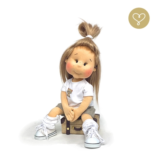 Lalka 38 cm Lullu Dolls Coco w ubranku, 3 warianty wyboru, na zdjęciu wariant 2 ruchomy szkielet