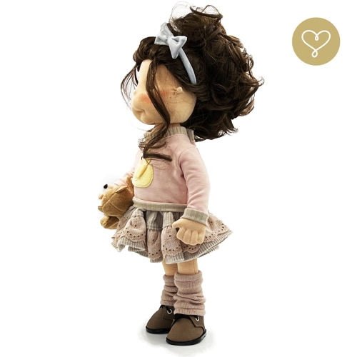 Lalka 38 cm Lullu Dolls Fiu w ubranku, maskotka Misio, 3 warianty wyboru, na zdjęciu wariant 2 ruchomy szkielet