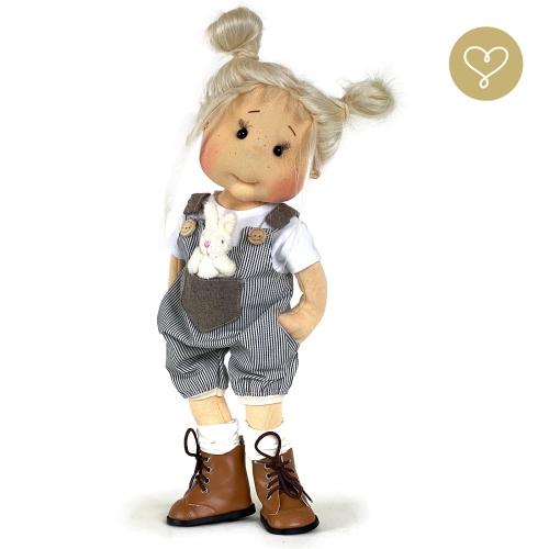 Lalka 38 cm Lullu Dolls Janka w ubranku, maskotka Zając, 3 warianty wyboru, na zdjęciu wariant 2 ruchomy szkielet