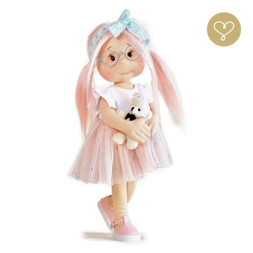 Lalka 38 cm Lullu Dolls Kinia w ubranku, maskotka Misio, 3 warianty wyboru, na zdjęciu wariant 2 ruchomy szkielet