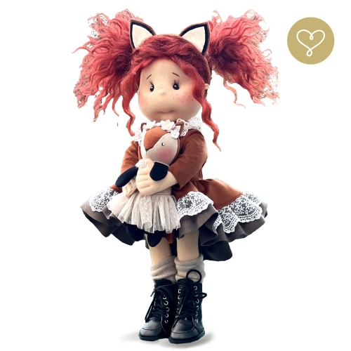 Lalka 38 cm Lullu Dolls Lisa w ubranku, maskotka Lisek, 3 warianty wyboru, na zdjęciu wariant 2 ruchomy szkielet