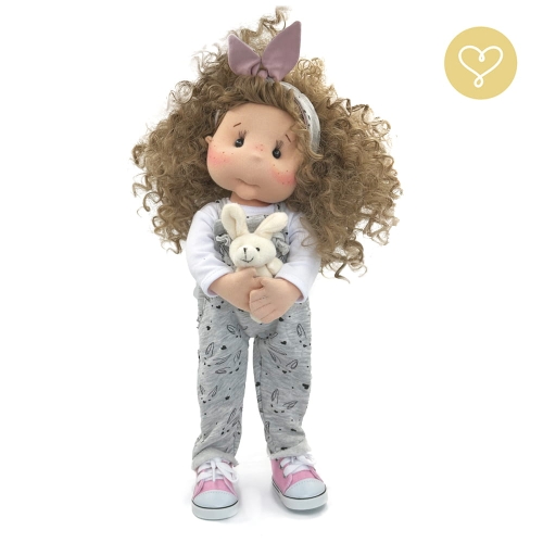 Lalka 38 cm Lullu Dolls Nina w ubranku, maskotka Zajączek, 3 warianty wyboru, na zdjęciu wariant 1 podstawowy