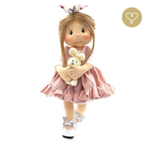 Lalka 38 cm Lullu Dolls Ula w ubranku,  maskotka Zajączek, 3 warianty wyboru, na zdjęciu wariant 2 ruchomy szkielet