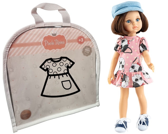 Oryginalne ubranko Paola Reina dla lalki 32 cm Amigas 54676, sukienka, czapka, majteczki