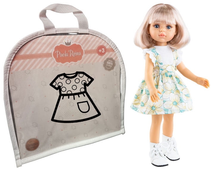 Oryginalne ubranko Paola Reina dla lalki 32 cm Amigas 54674, bluzeczka, spódniczka z szelkami, majteczki