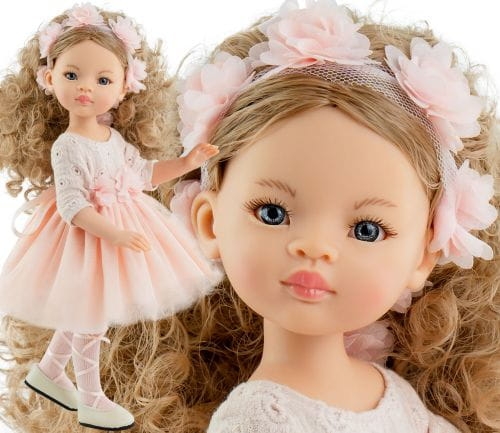 Oryginalne ubranko Paola Reina dla lalki 32 cm Amigas 54861, sukienka, pasek tiulowy, tiulowa opaska na głowę, rajstopki, tasiemki baletki