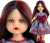 Lalka Hiszpańska 32 cm Paola Reina Amigas 04532 Estibaliz, klasyczna, cała z winylu, niebieskie oczy, czarne włosy z czerwonymi pasemkami, szara sukienka z bordowymi elementami, majteczki, buciki