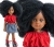 Lalka Hiszpańska 32 cm Paola Reina Amigas 04671 Camila, klasyczna, cała z winylu, ciemna skóra, brązowe oczy, czarne włosy fryzura typu afro, bluzeczka, spódniczka, majteczki, wiązane buciki