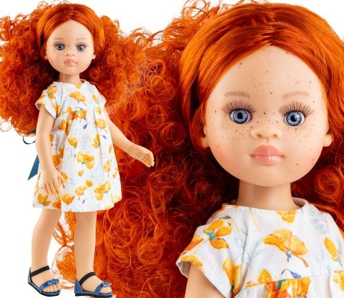 Oryginalne ubranko Paola Reina dla lalki 32 cm Amigas 54666 biała sukienka w żółte kwiatuszki, majteczki