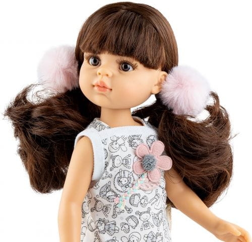 Oryginalne ubranko Paola Reina dla lalki 32 cm Amigas 54675, kombinezon we wzorki, gumki do włosów