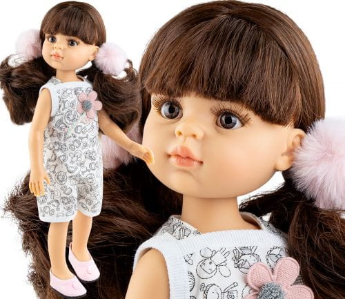 Oryginalne ubranko Paola Reina dla lalki 32 cm Amigas 54675, kombinezon we wzorki, gumki do włosów