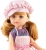 Lalka Hiszpańska 32 cm Paola Reina Amigas 04701 Irene ogrodniczka, klasyczna, cała z winylu, brązowe oczy, piegi na buzi, blond z odcieniem rudego włosy z grzywką, bluzeczka, ogrodniczki, fartuch, czapka, torba, buciki