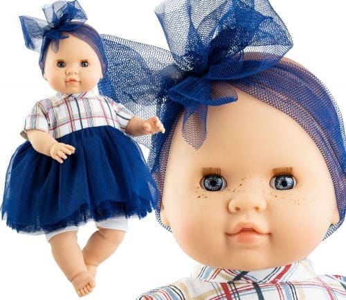 Lalka Hiszpańska 36 cm Paola Reina 07049 Manus Judith, bobas miękki brzuszek, zamyka oczy, bez włosów, w ubranku, piegi na buzi