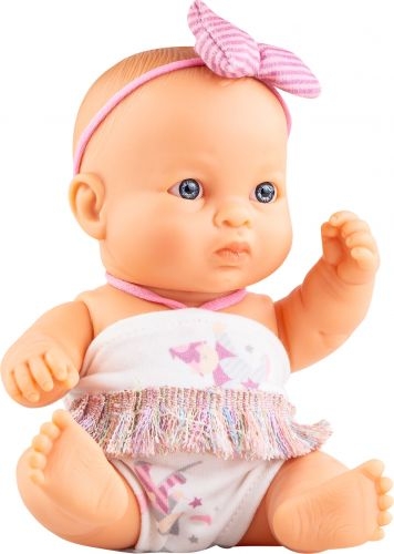Lalka Hiszpańska 21 cm Paola Reina 00192 Peques, bobas cały z winylu, dziewczynka, body, opaska na głowę